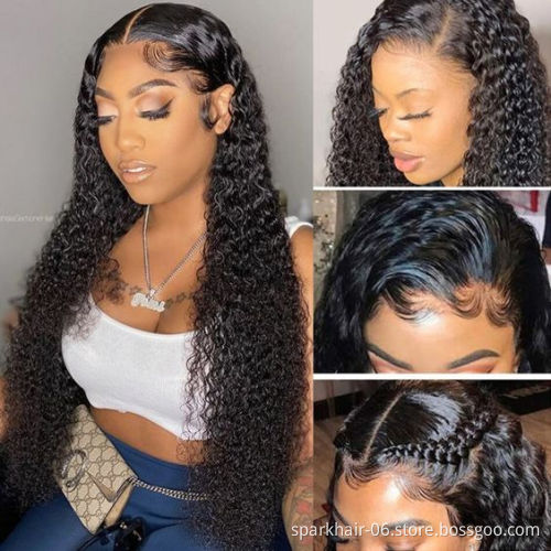 Hot Sale Brazilian Virgin Human Hair Lace Wig Vendors Wholesale Full Transparent Hd Lace Front Closure Deep Wave Curly Wig